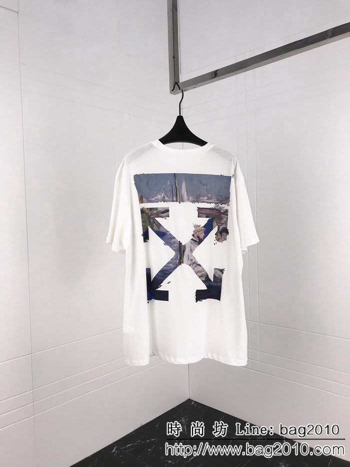 OFF-White19ss早春 油畫箭頭 白色短袖T-shirt 新季新元素油畫圖案 康麗數碼直噴印花 高品質 男女同款 ydi2256